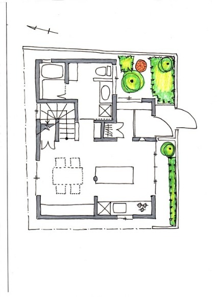 手書きの図面とイメージイラスト 木の家 自然素材の住宅設計なら東京都の光設計